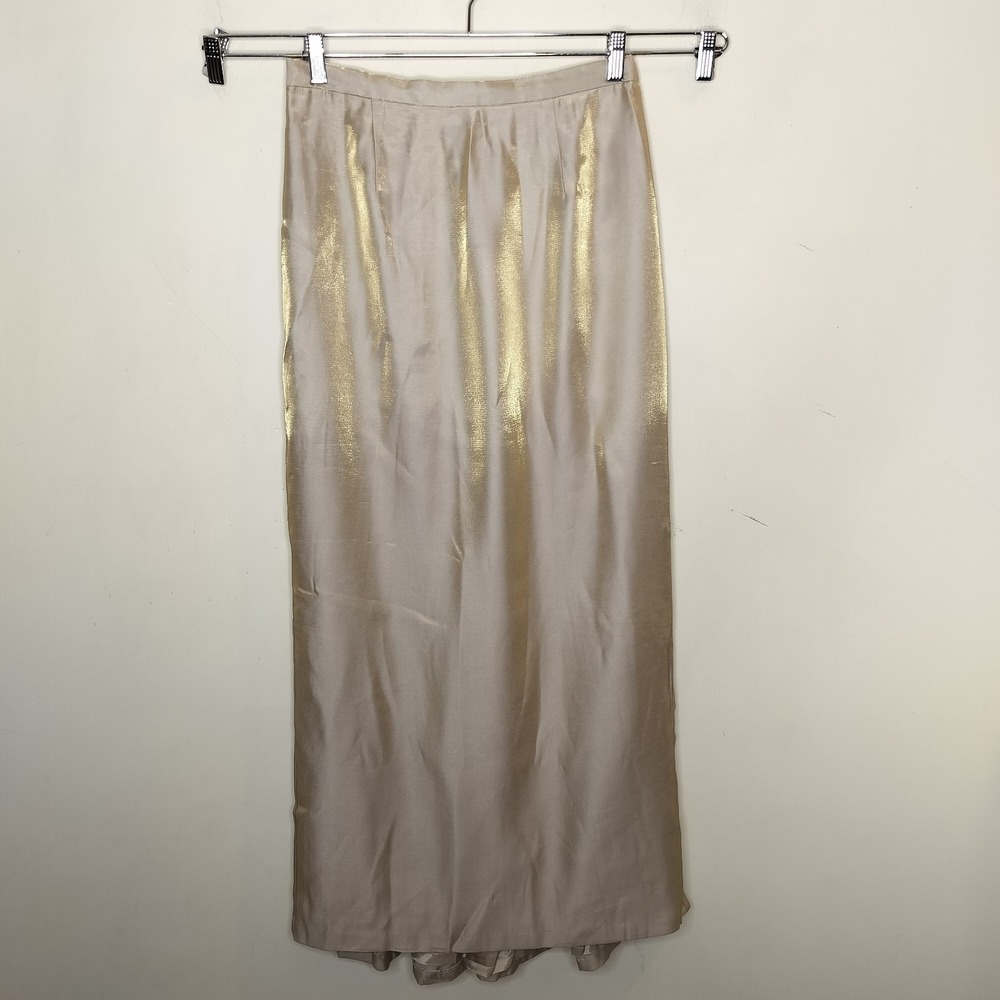 Alex Evenings Gold Metallic Maxi Skirt Cocktail Party Event